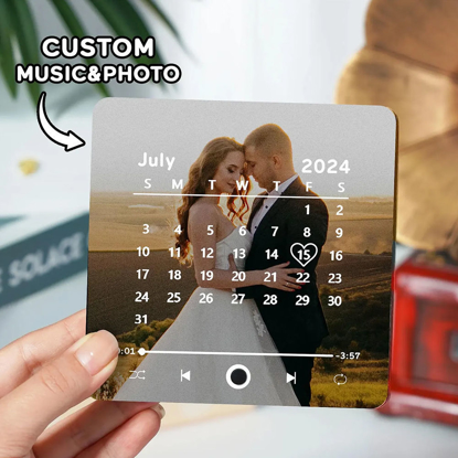 Picture of Customized Music Photo Fridge Magnet - Personalised Spotify Plaque Magnet - Custom Music Fridge Magnet with Calendar