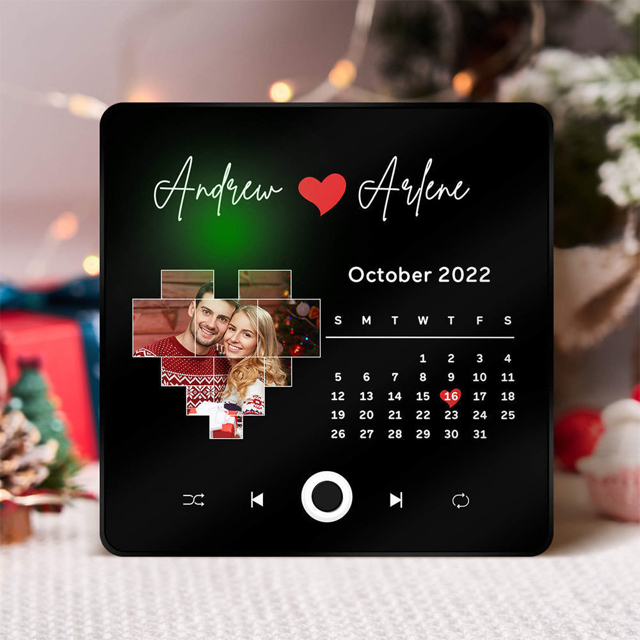 Picture of Custom Valentine's day Music Fridge Magnet with Photo - Personalised Spotify Plaque Magnet - Fridge Magnet with Calendar