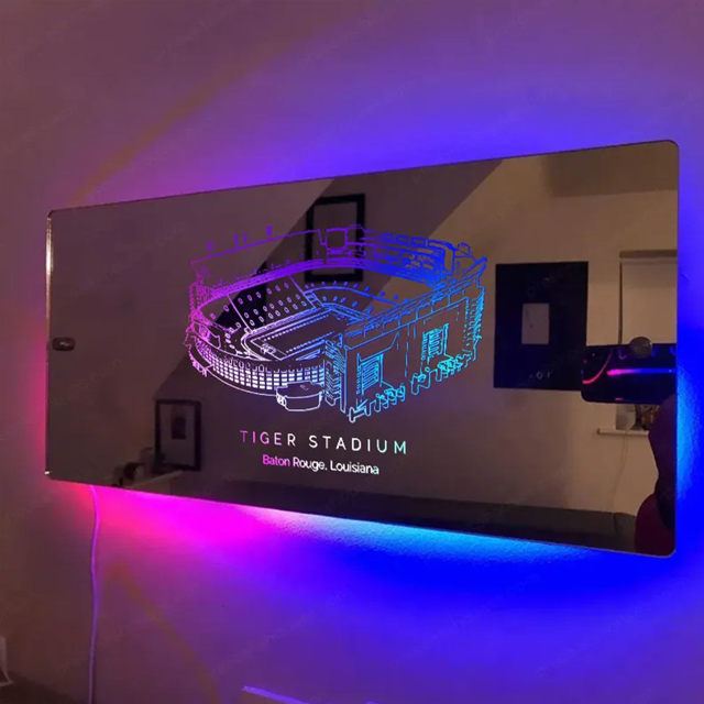 Afbeeldingen van Tiger Stadium Mirror Sign - Geschenken voor sportliefhebbers - Beste geschenken voor voetballiefhebbers