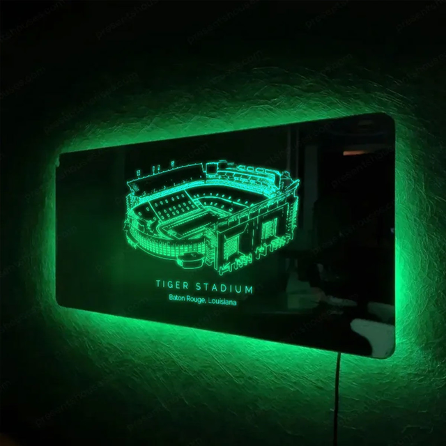 Afbeeldingen van Tiger Stadium Mirror Sign - Geschenken voor sportliefhebbers - Beste geschenken voor voetballiefhebbers