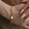 Picture of Custom Bracelet with Heart Pendant | Personalized Engraved Name Bracelet | Gift for Loved One