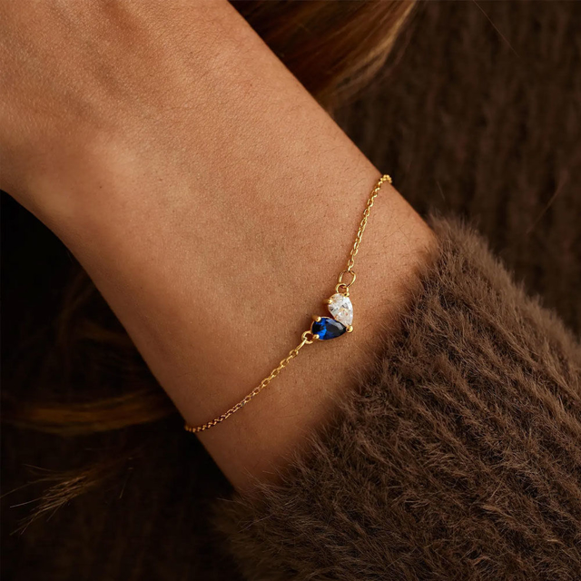 Picture of Custom Heart Shaped Birthstone Bracelet | Personalized Bracelet for Mother's Day Jewelry | Mother's Day Gift