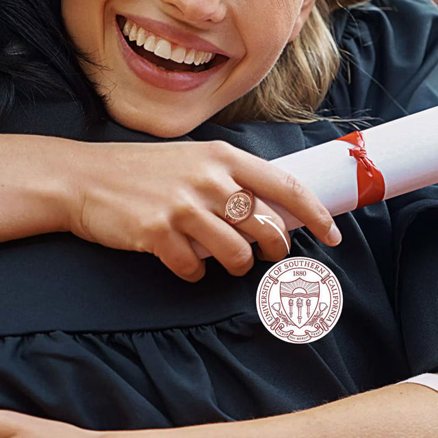 Picture of Personalized Signet Ring | College Class Ring | High School Graduation Ring Gift