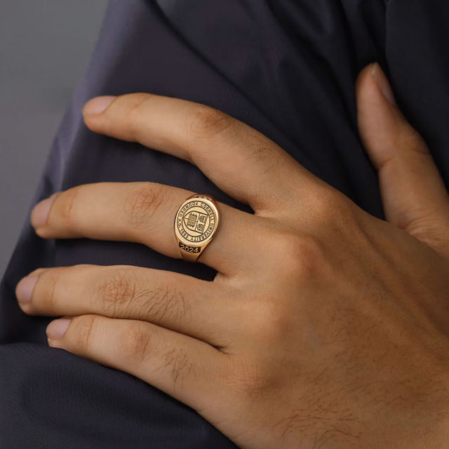 Picture of Personalized Signet Ring | College Class Ring | High School Graduation Ring Gift