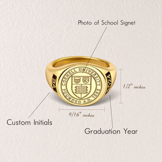 Picture of Personalized Signet Ring | College Class Ring | High School Graduation Ring Gift