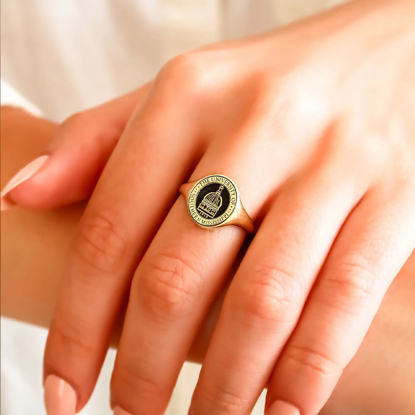 Picture of Personalized Oval Signet Ring | College Class Ring | High School Graduation Gift
