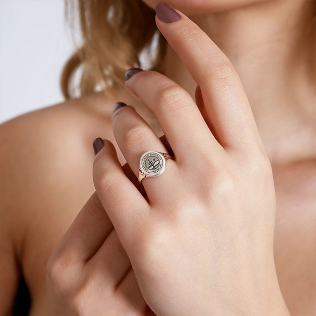 Picture of Personalized Oval Signet Ring | College Class Ring | High School Graduation Gift