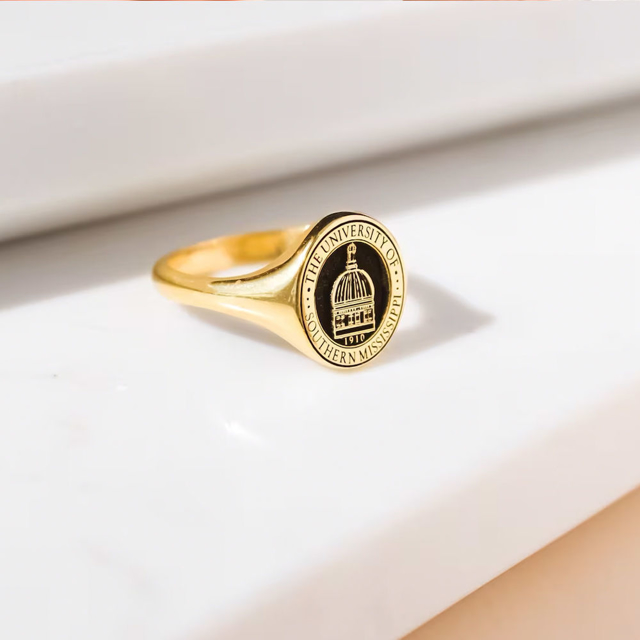 Picture of Personalized Oval Signet Ring | College Class Ring | High School Graduation Gift