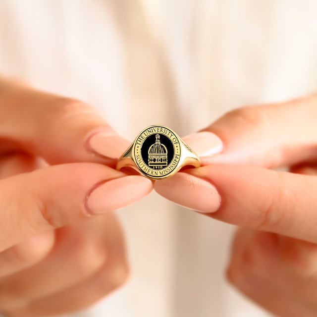 Picture of Personalized Oval Signet Ring | College Class Ring | High School Graduation Gift