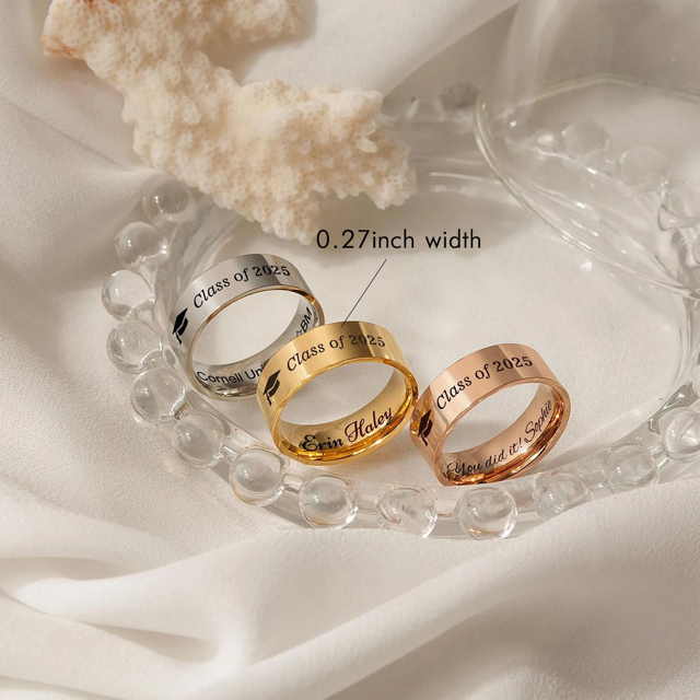 Picture of Engraved Custom Graduation Ring | Personalized College Ring with Name | Graduation Gift