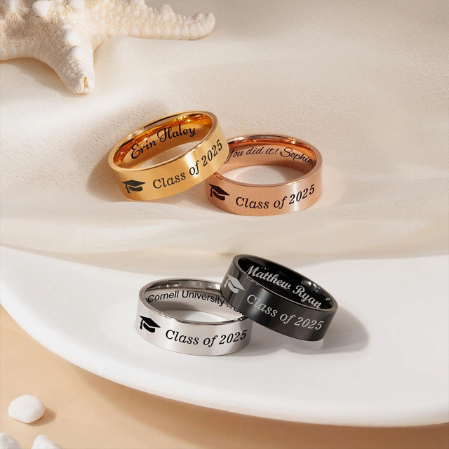 Picture of Engraved Custom Graduation Ring | Personalized College Ring with Name | Graduation Gift