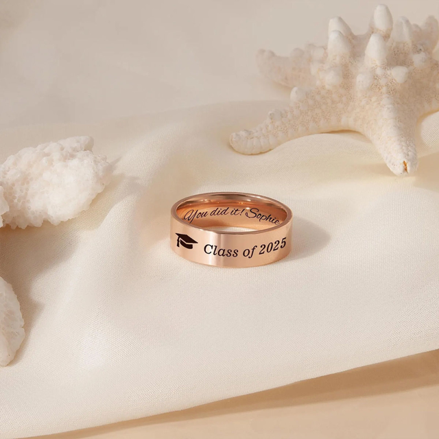 Picture of Engraved Custom Graduation Ring | Personalized College Ring with Name | Graduation Gift