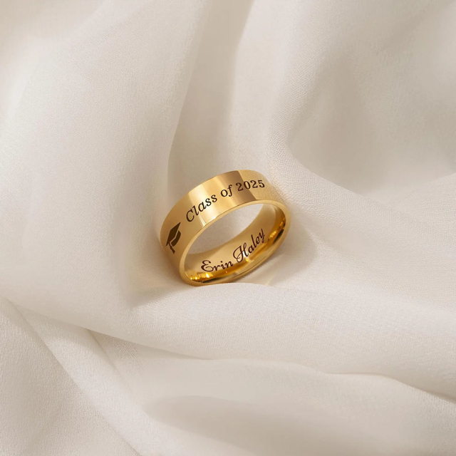 Picture of Engraved Custom Graduation Ring | Personalized College Ring with Name | Graduation Gift
