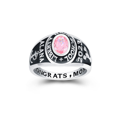 Picture of Engraved Custom Graduation Ring with Birthstone | Personalized College Ring with Name | Graduation Gift