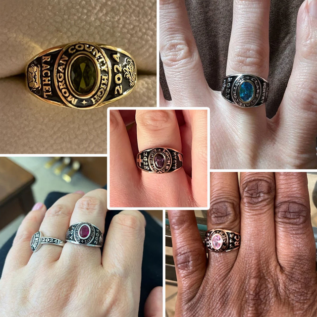 Picture of Engraved Custom Graduation Ring with Birthstone | Personalized College Ring with Name | Graduation Gift