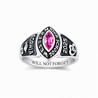 Picture of Custom Engraved Graduation Ring with Birthstone | Personalized College Ring with Name | Graduation Gift for Her