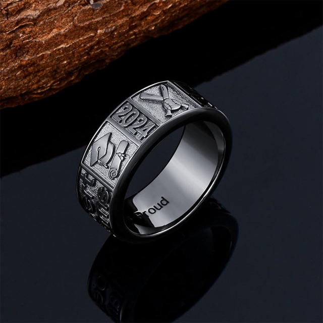 Picture of Custom Graduation Ring with Birthstone | Personalized College Ring with Name | Gift for Graduation