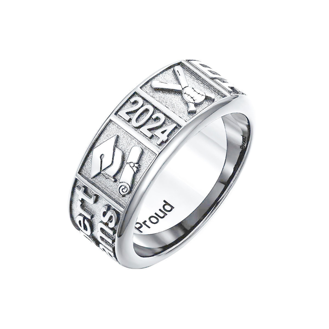 Picture of Custom Graduation Ring with Birthstone | Personalized College Ring with Name | Gift for Graduation