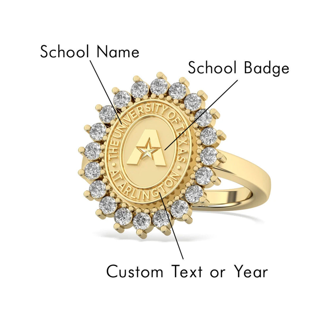 Picture of Custom School Badge Graduation Ring | Personalized College Graduation Ring | Gift for Graduation