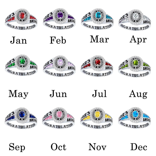 Picture of Custom Graduation Ring with Birthstone | Personalized College Ring with Name | Nice Graduation Gift for Her
