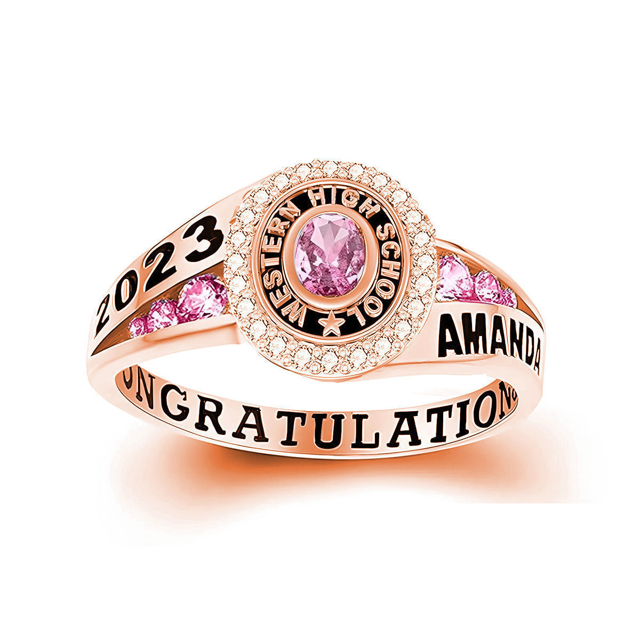 Picture of Custom Graduation Ring with Birthstone | Personalized College Ring with Name | Nice Graduation Gift for Her