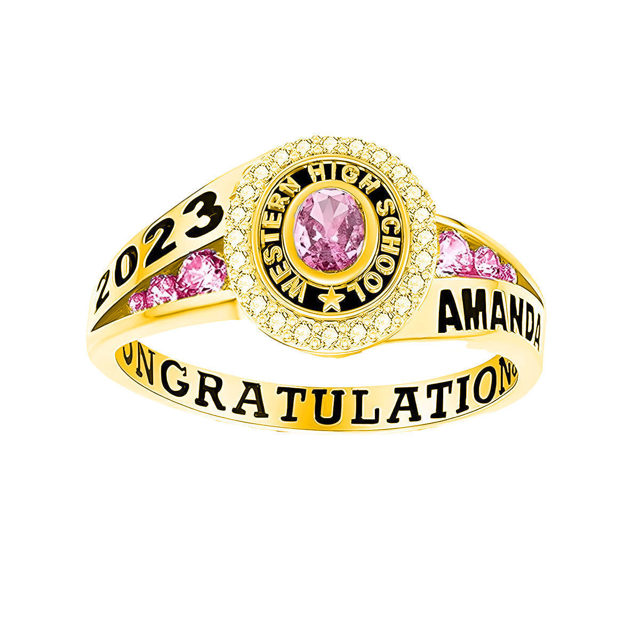 Picture of Custom Graduation Ring with Birthstone | Personalized College Ring with Name | Nice Graduation Gift for Her