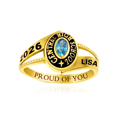 Picture of Custom Graduation Ring with Birthstone | Personalised College Ring with Name | Nice Graduation Gift