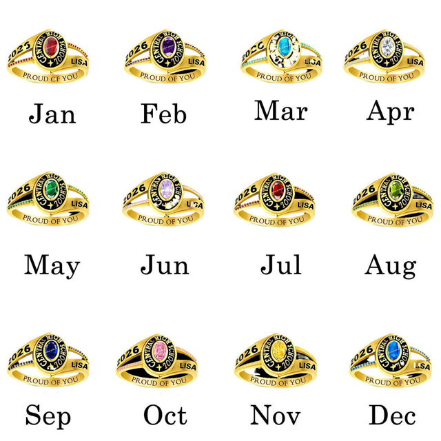 Picture of Custom Graduation Ring with Birthstone | Personalised College Ring with Name | Nice Graduation Gift