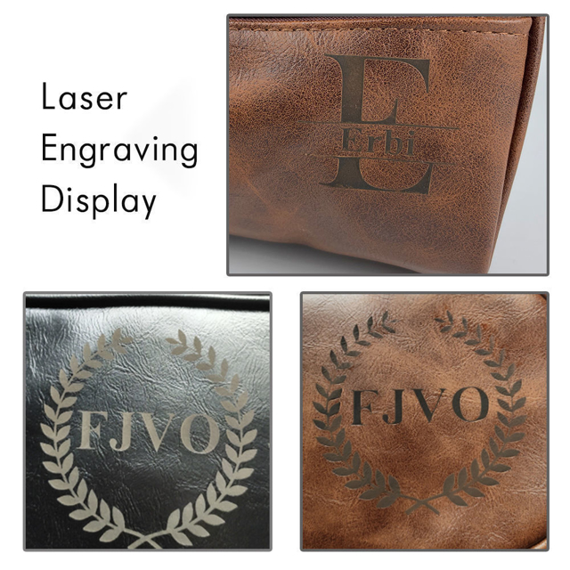 Picture of Custom Double Layer Leather Men Toiletry Bag | Personalized Groomsmen Gifts | Travel Bag for Dad