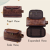 Picture of Custom Double Layer Leather Men Toiletry Bag | Personalized Groomsmen Gifts | Travel Bag for Dad