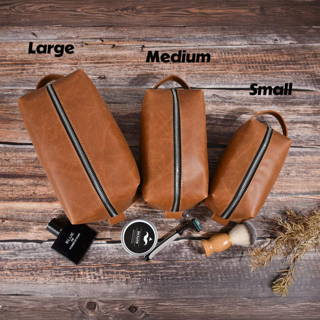 Picture of Custom Leather Toiletry Bag | Travel Bag for Men | Personalized Father's Day Gifts