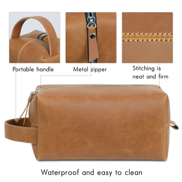 Picture of Custom Leather Toiletry Bag | Travel Bag for Men | Personalized Father's Day Gifts