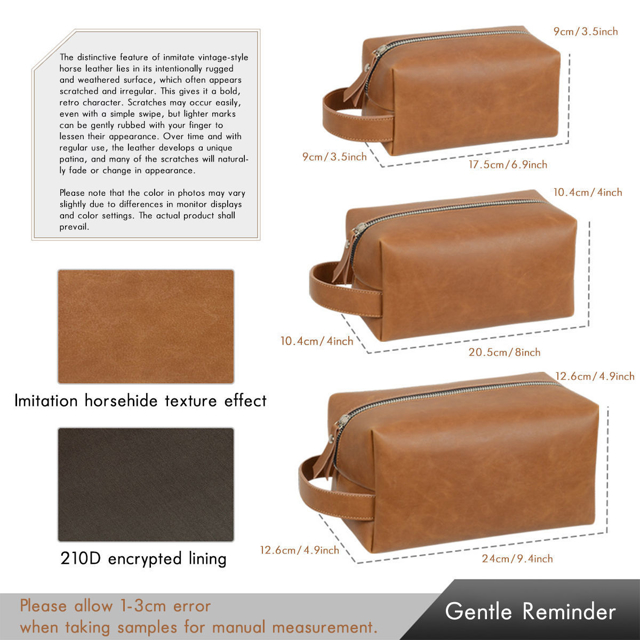 Picture of Custom Leather Toiletry Bag | Travel Bag for Men | Personalized Father's Day Gifts
