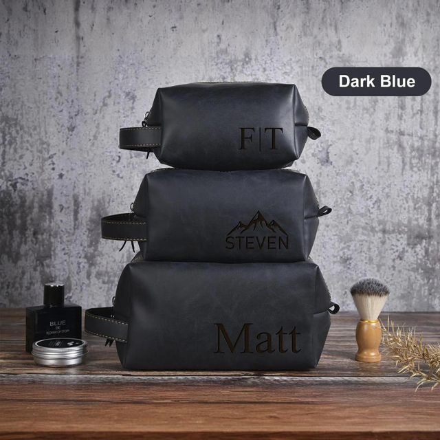 Picture of Custom Leather Toiletry Bag | Travel Bag for Men | Personalized Father's Day Gifts