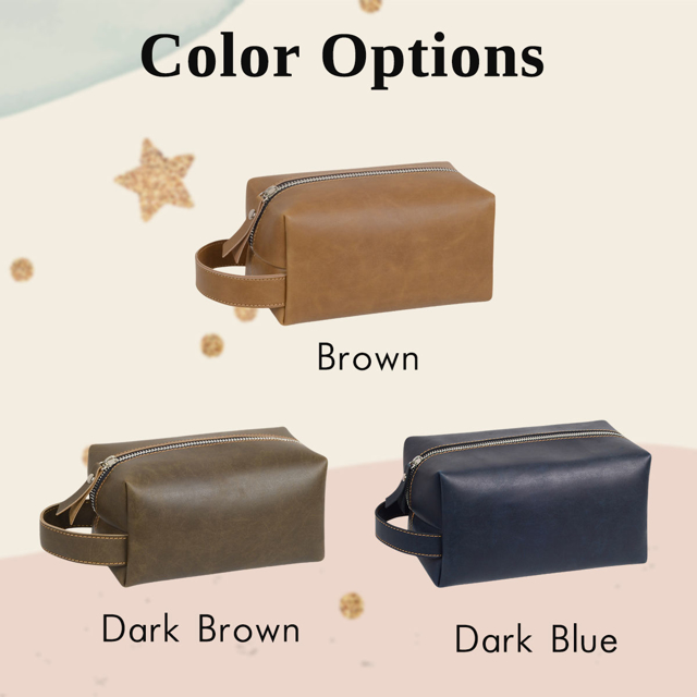 Picture of Custom Leather Toiletry Bag | Travel Bag for Men | Personalized Father's Day Gifts