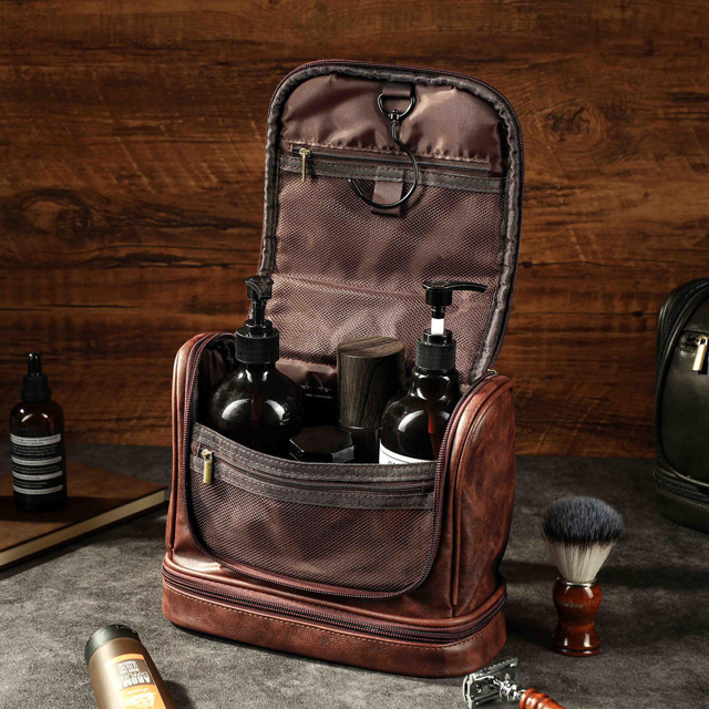Picture of Custom Large Capacity Leather Men Toiletry Bag | Personalized Groomsmen Gifts | Travel Bag For Men