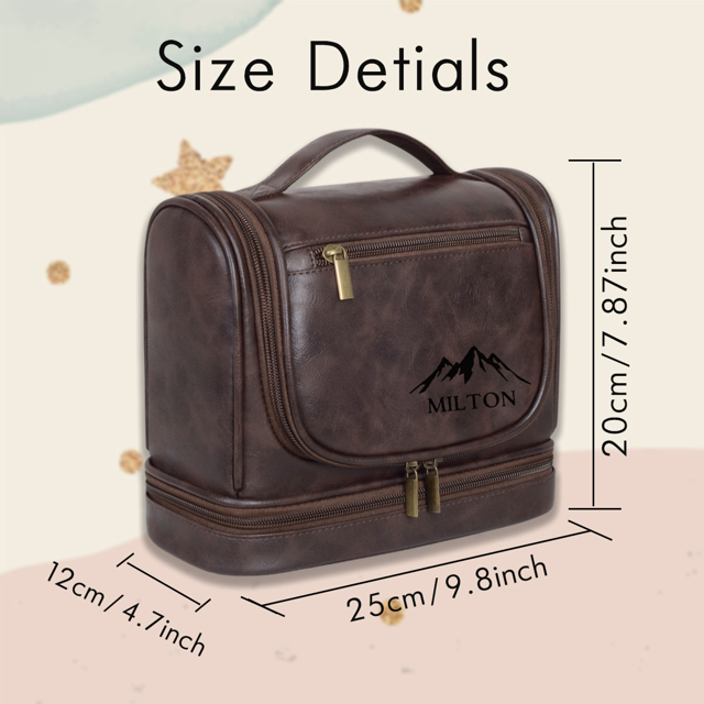 Picture of Custom Large Capacity Leather Men Toiletry Bag | Personalized Groomsmen Gifts | Travel Bag For Men