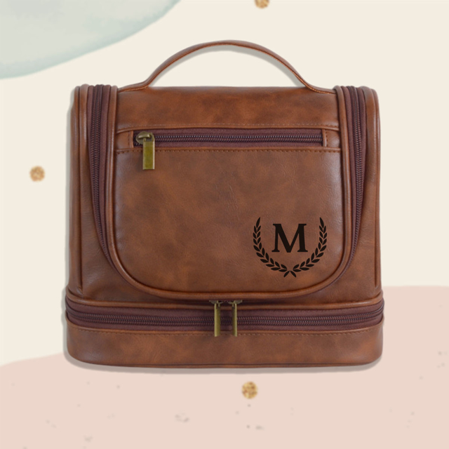 Picture of Custom Large Capacity Leather Men Toiletry Bag | Personalized Groomsmen Gifts | Travel Bag For Men