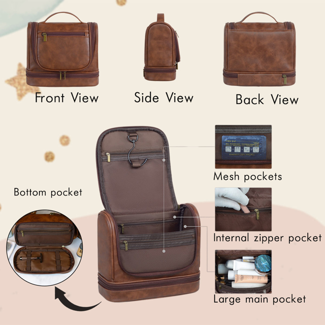 Picture of Custom Large Capacity Leather Men Toiletry Bag | Personalized Groomsmen Gifts | Travel Bag For Men
