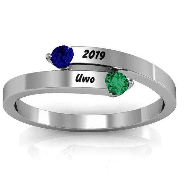 Picture of "Soleil" Tipped Bypass Ring | Custom Graduation Ring