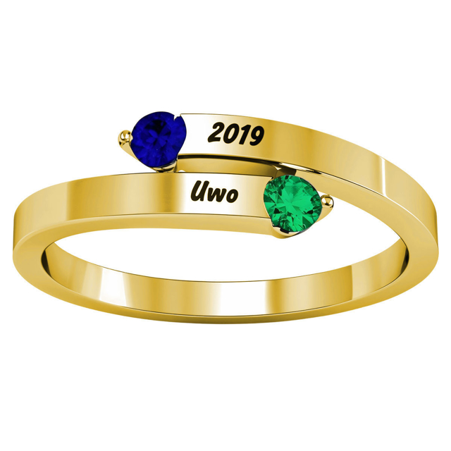 Picture of "Soleil" Tipped Bypass Ring | Custom Graduation Ring