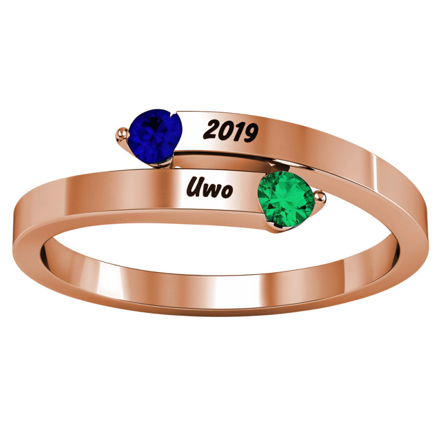 Picture of "Soleil" Tipped Bypass Ring | Custom Graduation Ring