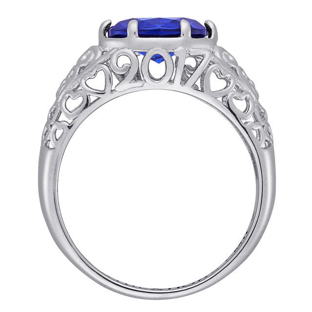 Picture of Gold 925 Sterling Oval Birthstone Class Ring With Filigree Hidden Year | Custom Graduation Ring
