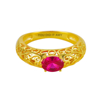 Picture of Gold 925 Sterling Oval Birthstone Class Ring With Filigree Hidden Year | Custom Graduation Ring
