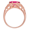 Picture of Gold 925 Sterling Oval Birthstone Class Ring With Filigree Hidden Year | Custom Graduation Ring