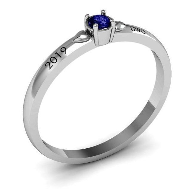 Picture of Heart Surrounded Solitaire Ring | Custom Graduation Ring