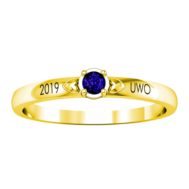 Picture of Heart Surrounded Solitaire Ring | Custom Graduation Ring