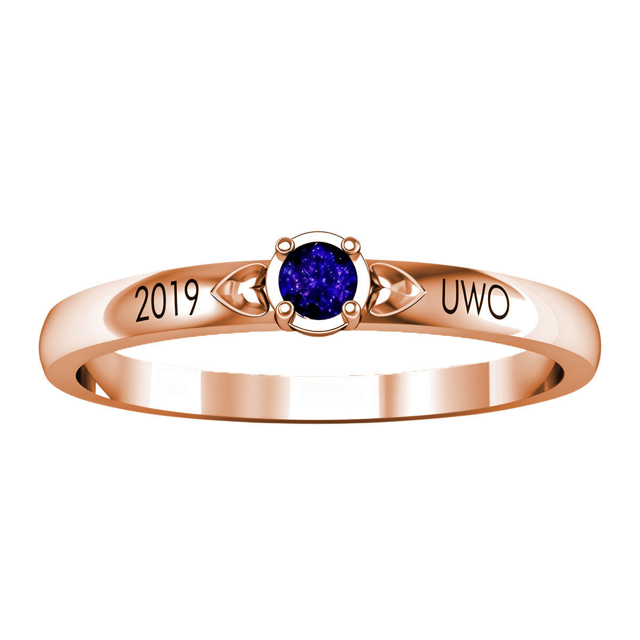 Picture of Heart Surrounded Solitaire Ring | Custom Graduation Ring