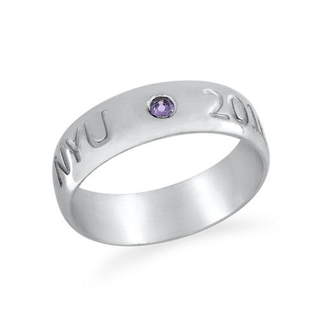 Picture of Graduation Ring with Personalized Birthstone | Custom Graduation Ring