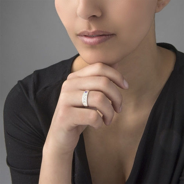 Picture of Graduation Ring with Personalized Birthstone | Custom Graduation Ring
